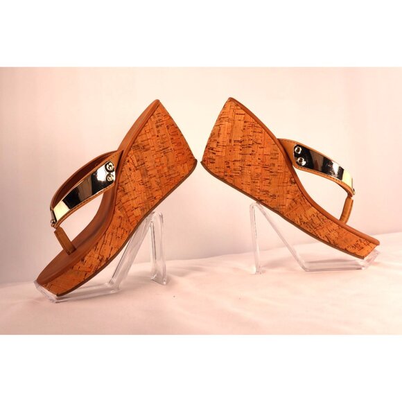 Juicy Couture Women's Cork Wedge Sandals‎ with Gold Accents Size 9.5 - Picture 2 of 10